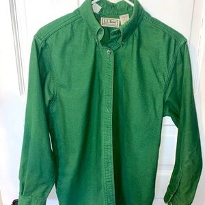 LL Bean Green Chamois cloth button down